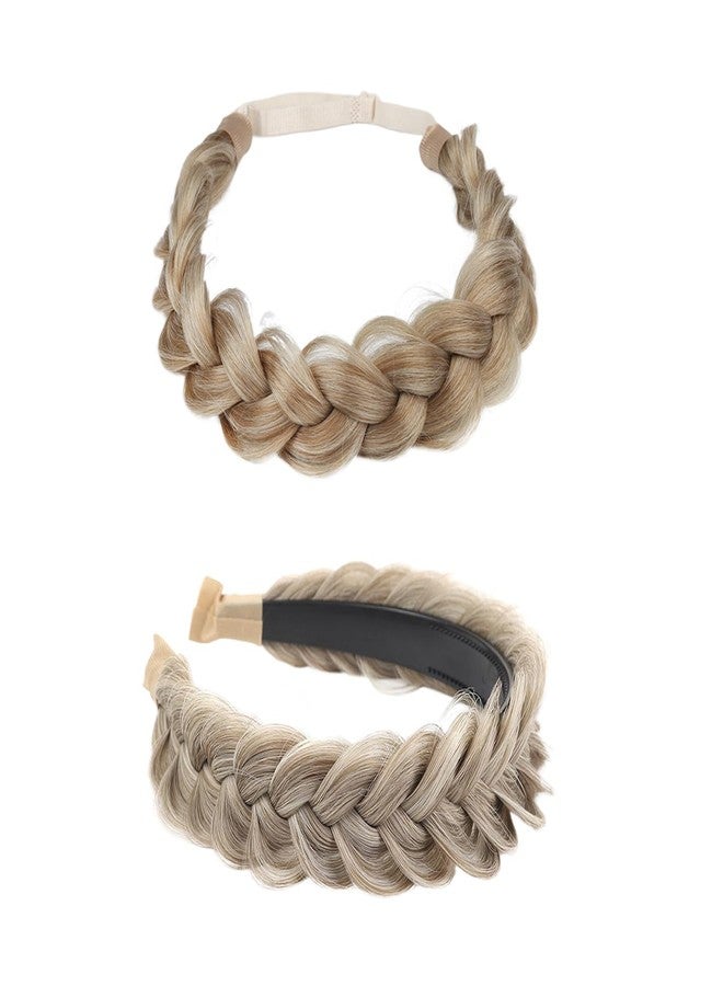 Aaiffey 2Pcs Braided Headbands for Women Elastic Stretch Hair Band Synthetic Hair Hoops Chunky Fishtail Braided Hairpiece Wide Headwrap (Sunny Blonde) - Image 1